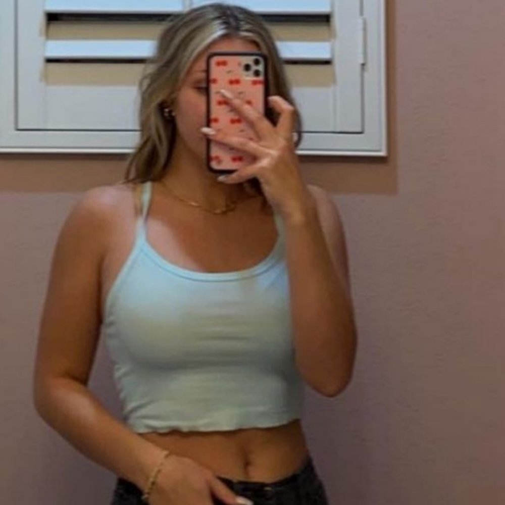 Light blue cropped top